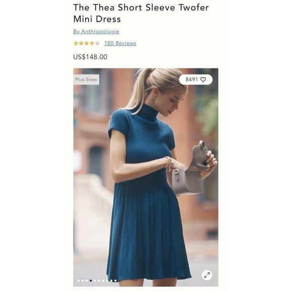 NWT Size S -Anthropologie The Thea Short Sleeve Twofer Mini Dress (NWT US$ 148) - Picture 10 of 13